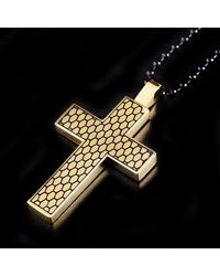 Crucible Jewelry - Crucible Gold Plated Geometric Stainless Steel Cross Pendant - Lyst
