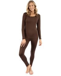 Leveret - Two Piece Neutral Solid Thermal Pajamas - Lyst