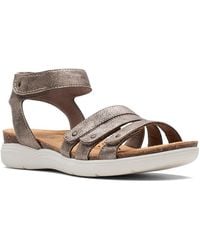 Clarks - April Dove Faux Suede Slip On Strappy Sandals - Lyst