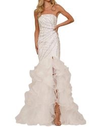 Colors Dress - Strapless Beaded Lace-Up Back Prom Gown - Lyst