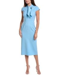 Oscar de la Renta - Cap Sleeve Wool-Blend Midi Dress - Lyst