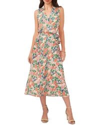 Vince Camuto - Belted Mid-calf Midi Dress - Lyst