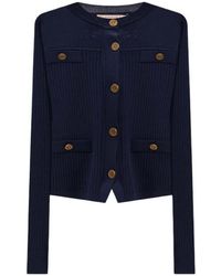 Twinset - Cardigan Fitted Ribbed Button Flap Sweater - Lyst