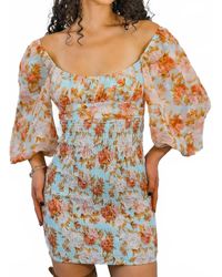 SurelyMine - Meaningful Dreams Floral Ruched Mini Dress - Lyst