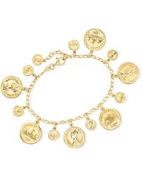 Ross-Simons - Italian 18kt Gold Over Sterling Replica 500-lira Coin Bracelet - Lyst