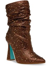 Betsey Johnson - Satin Embellished Ankle Boots - Lyst