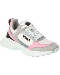 Versace - Leather & Mesh Sneaker - Lyst
