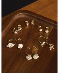 Lucky Brand - Crystal Sea Shell And Starfish Earring Set - Lyst