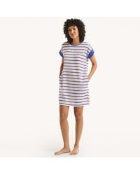 Nautica - Striped Sleep Shirt Dress - Lyst