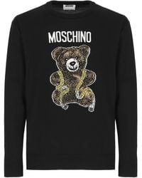 Moschino - Teddy Bear Embroidered Wool Sweater - Lyst