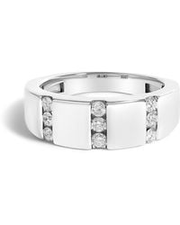 Haus of Brilliance - 925 Sterling 1/2 Cttw Diamond Triple Three Stone Row Band Ring - Lyst