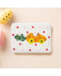 Fashnzfab - Carrot Flower Sequin Seed Beaded Mini Pouch Bag - Lyst