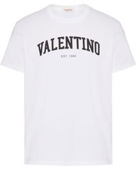 Valentino Garavani - T-shirt With Black Logo Short Sleeves - Lyst