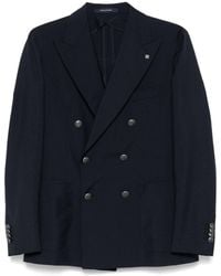 Tagliatore - Double-Breasted Midnight Blazer With Tailored Details - Lyst