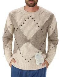 Ballantyne - Chunky Knit Diamond Pattern Wool Sweater - Lyst