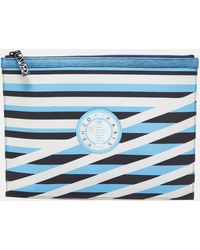 KENZO - Color Striped Nylon And Leather A4 Zip Pouch - Lyst