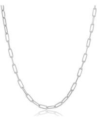 Simona - Sterling 2.8mm Paper Clip Linked Chain - Rhodium Plated - Lyst