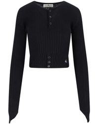 Vivienne Westwood - Cropped Ribbed Cardigan With Logo - Lyst
