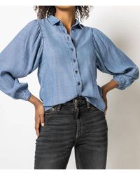 Lilla P - Shirred Sleeve Button Down Top - Lyst