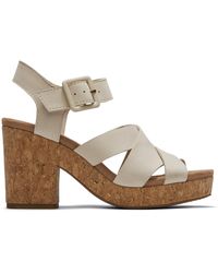 TOMS Ava Leather Ankle Strap Slingback Sandals - White