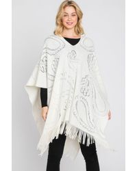 TRUEDAMES - Paisley Pattern Fringe Poncho - Lyst
