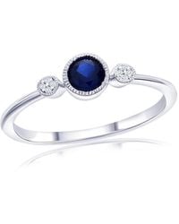 Simona - Sterling, Lab-Grown Sapphire & Natural Diamond Ring - Lyst