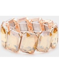 Fashnzfab - Rectangle Crystal Stone Cluster Stretch Evening Bracelet Lt Col Topaz, Rose - Lyst