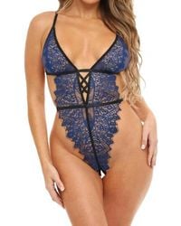 Oh La La Cheri - Marley Eyelash Lace Teddy - Lyst