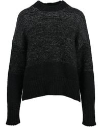 Alpha Studio - Crew Neck Sweater With Lamé Threads And Textured Knit - Lyst