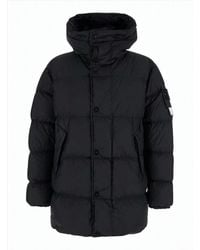 Stone Island - Quilted Down Jacket With High Collar And Signature Patch - Lyst