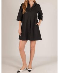 Before You Collection - Poplin Scalloped Hem Button Up Shirt Dress - Lyst