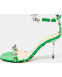 Mach & Mach - Patent Leather And Pvc Floating Crystal Bow Sandals - Lyst