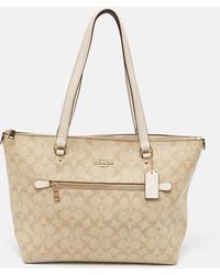 COACH - Signature Coated Canvas And Leather Gallery Tote - Lyst