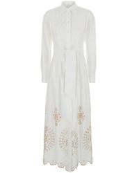 Eleventy - Long Dress With Pointed Collar - Lyst