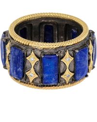 Armenta Old World 18k Yellow Gold And Sterling Silver Diamond And Lapis Lazuli Ring Sz 7 16560 - Blue
