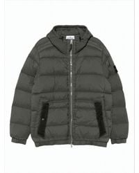 Stone Island - Quilted Hooded Down Jacket With Distinctive Patch Logo - Lyst