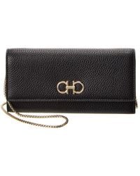 Ferragamo - Gancini Leather Wallet On Chain - Lyst