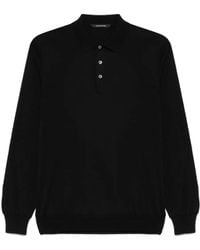 Tagliatore - Long-Sleeved Polo With Silk-Cotton Blend - Lyst