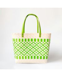 Fashnzfab - Quatrefoil Patterned Basket Weave Tote Bag Shoulder Bag - Lyst