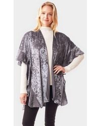 TRUEDAMES - Solid Velvet Shawl Poncho - Lyst