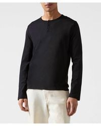 ATM - Classic Jersey Long Sleeve Henley Top - Lyst