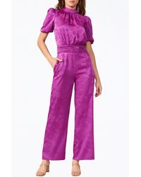 Adelyn Rae - Theo Open-back Sateen Jacquard Jumpsuit - Lyst