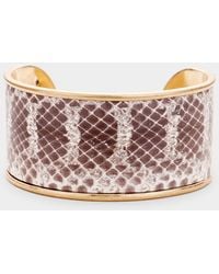 Fashnzfab - Snake Pattern Wide Cuff Bracelet Neutral, Snake, Worn - Lyst