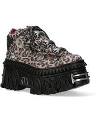 New Rock - M-106Wall-C56 Leopard Print Leather Gothic Platform Ankle Boots - Lyst