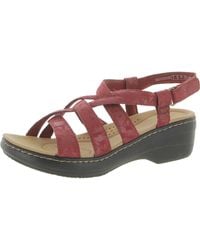 Clarks - Merliah Charm Leather Open Toe Wedge Sandals - Lyst