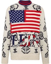 Philipp Plein - Merino Wool Pullover Round Neck Usa Ls - Lyst