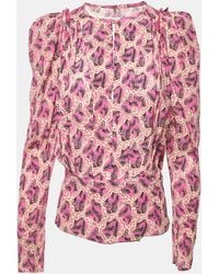 Isabel Marant - Printed Silk Zarga Pleated Top - Lyst