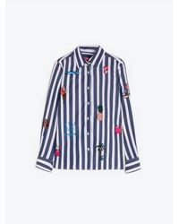 Vilagallo - Isa Stripe Embroidered Raya Shirt - Lyst