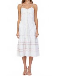 Fate - Rio Top Stitch Detail Linen Blend Dress - Lyst