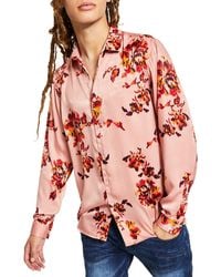INC - Satin Floral Button-down Shirt - Lyst